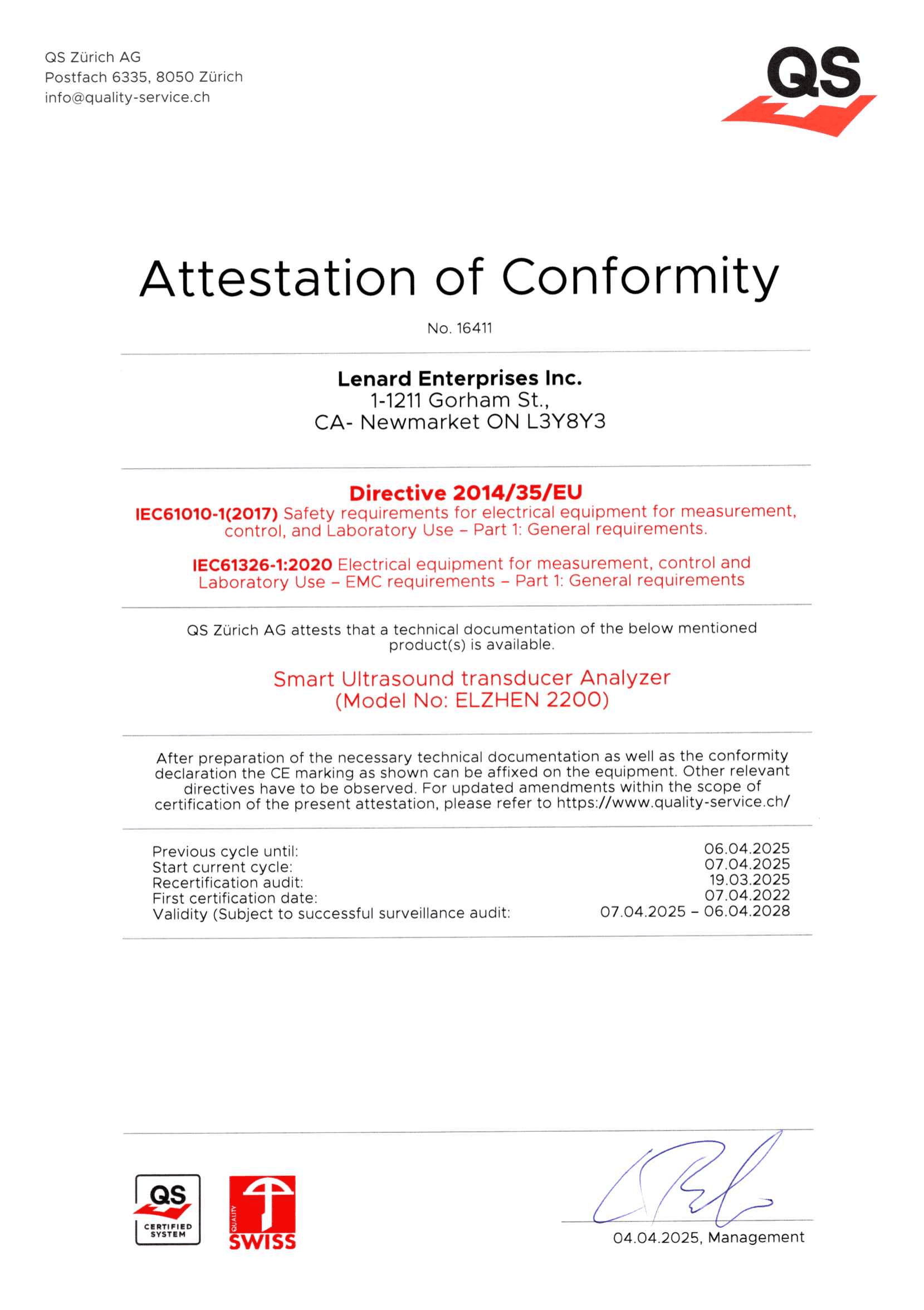 Lenard Healthcare Certificate