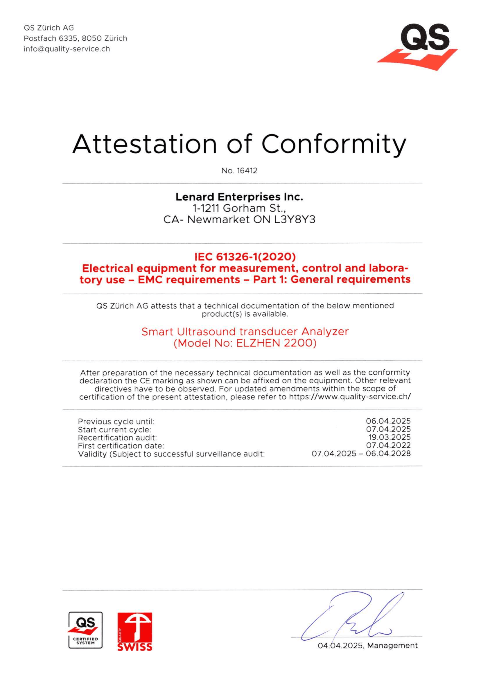 Lenard Healthcare Certificate