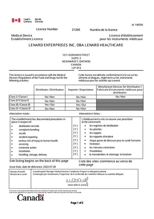 Lenard Healthcare Certificate
