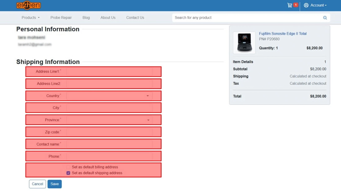 Enter Shipping Details