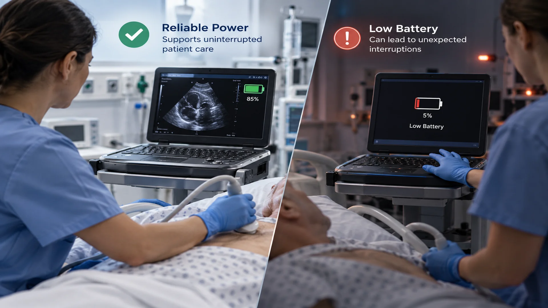ultrasound battery can affect ultrasound safety